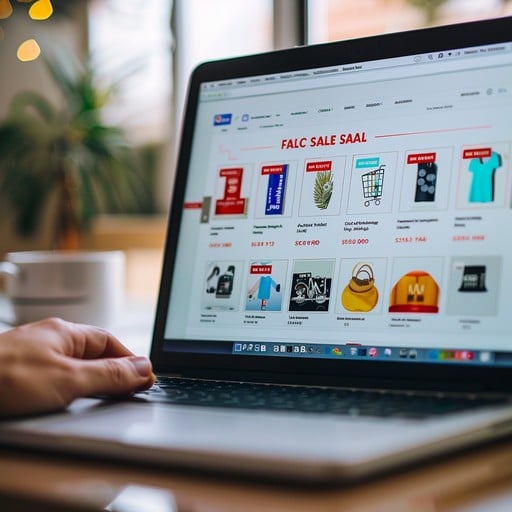E-Commerce online shopping website on laptop screen