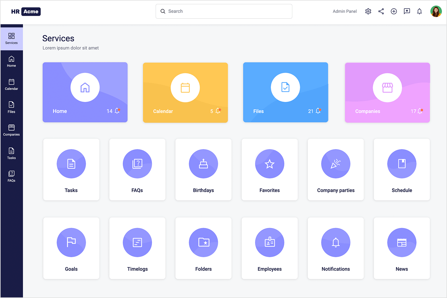 Web Application Dashboard Interface Design