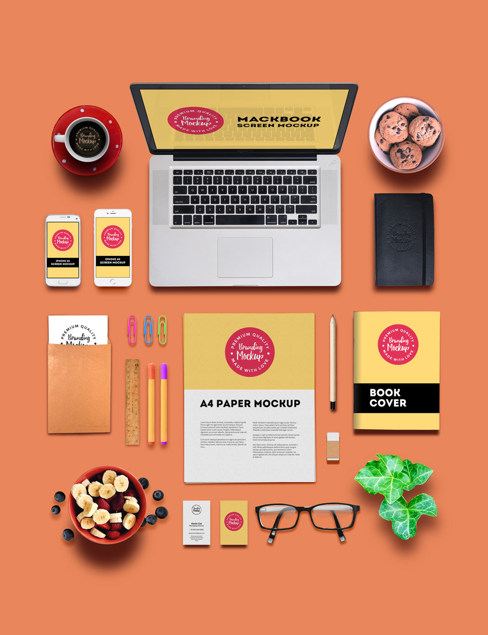 Creative brand identity design mockup with business materials